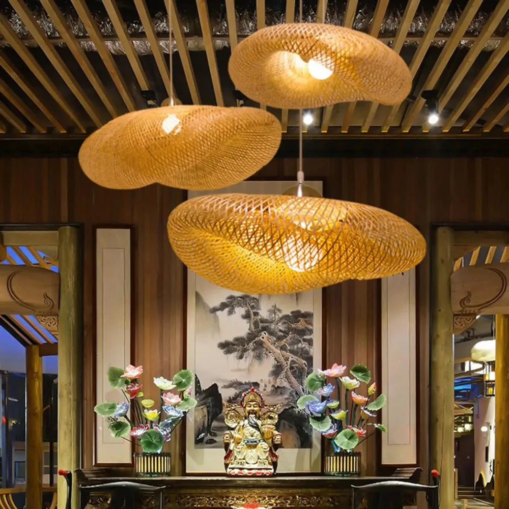 Luminaire suspension rotin