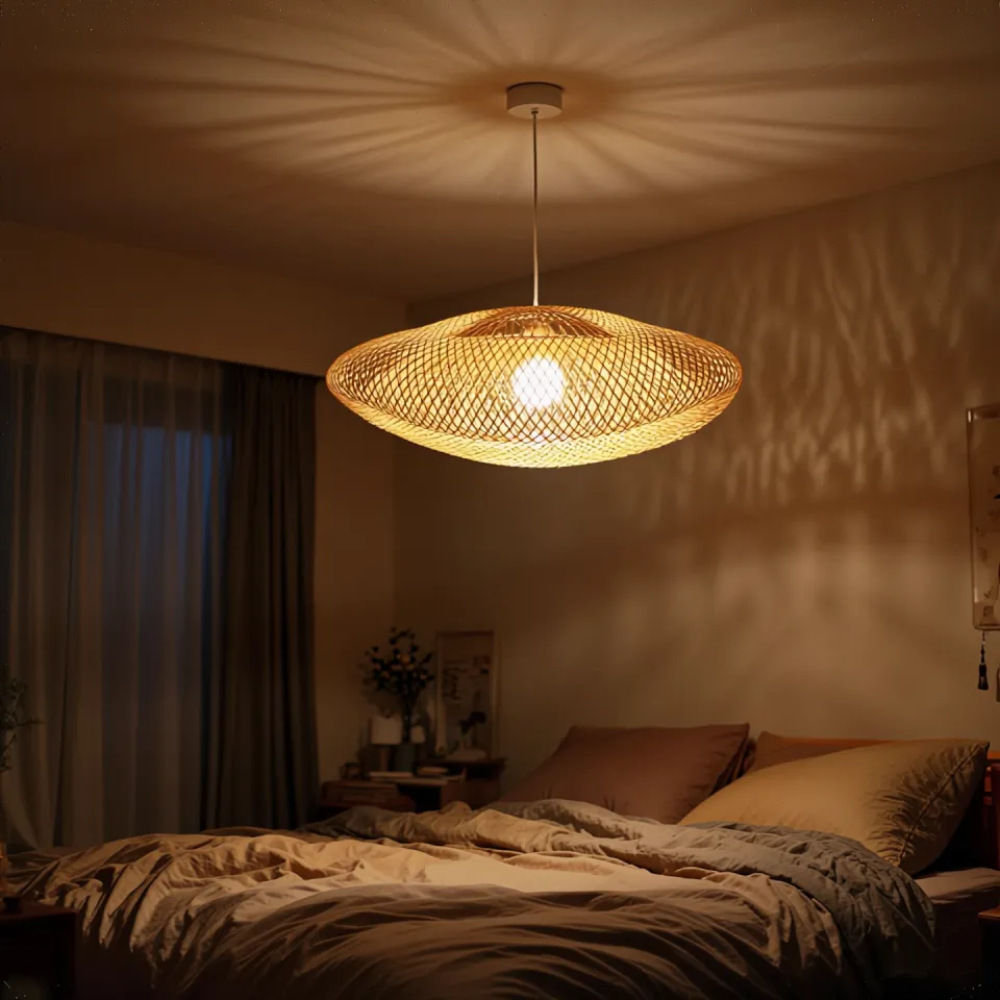 Luminaire suspension rotin