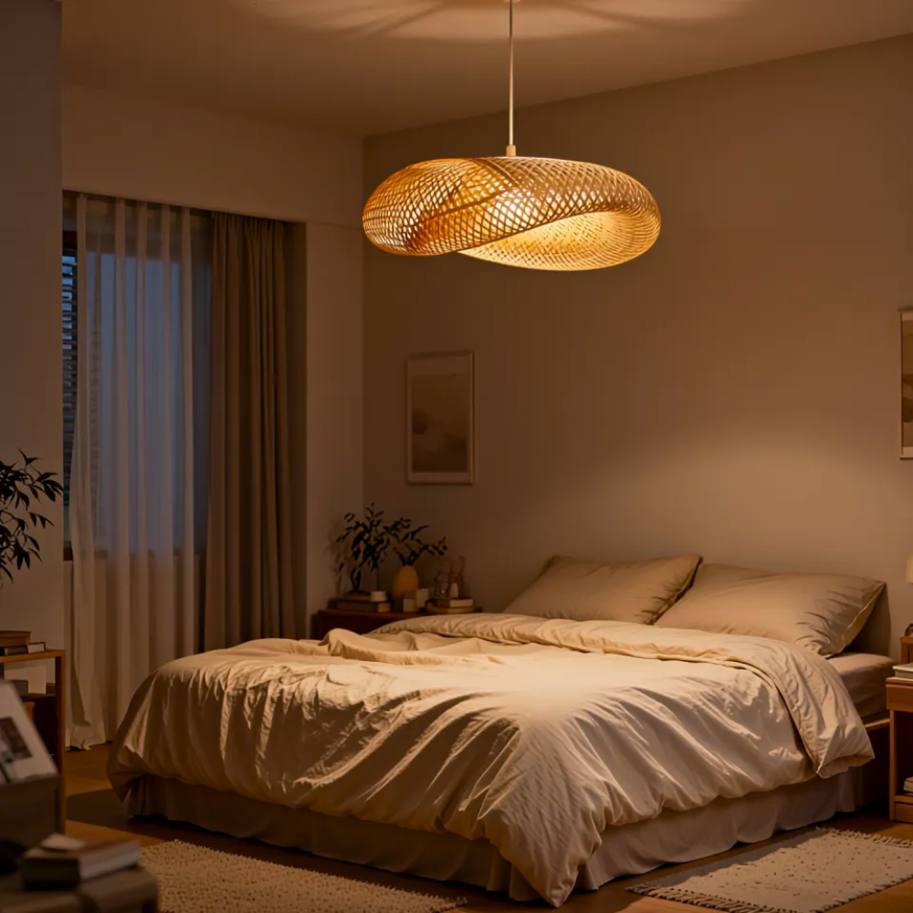 Luminaire suspension rotin