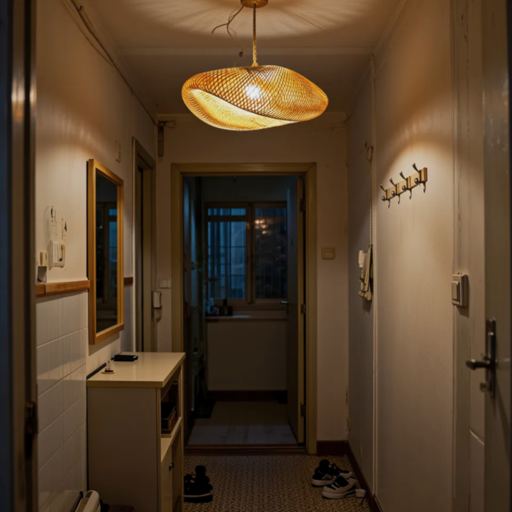 Luminaire suspension rotin