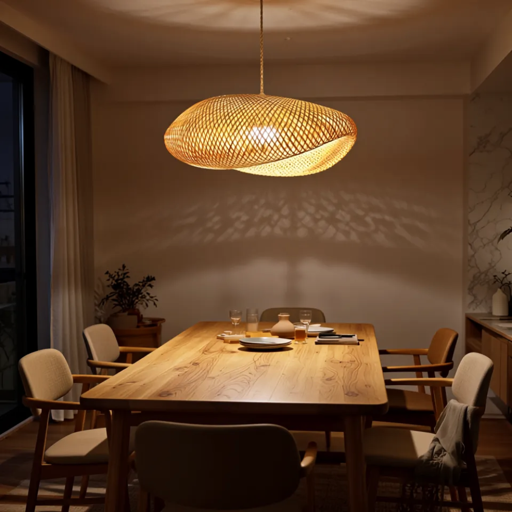 Luminaire suspension rotin