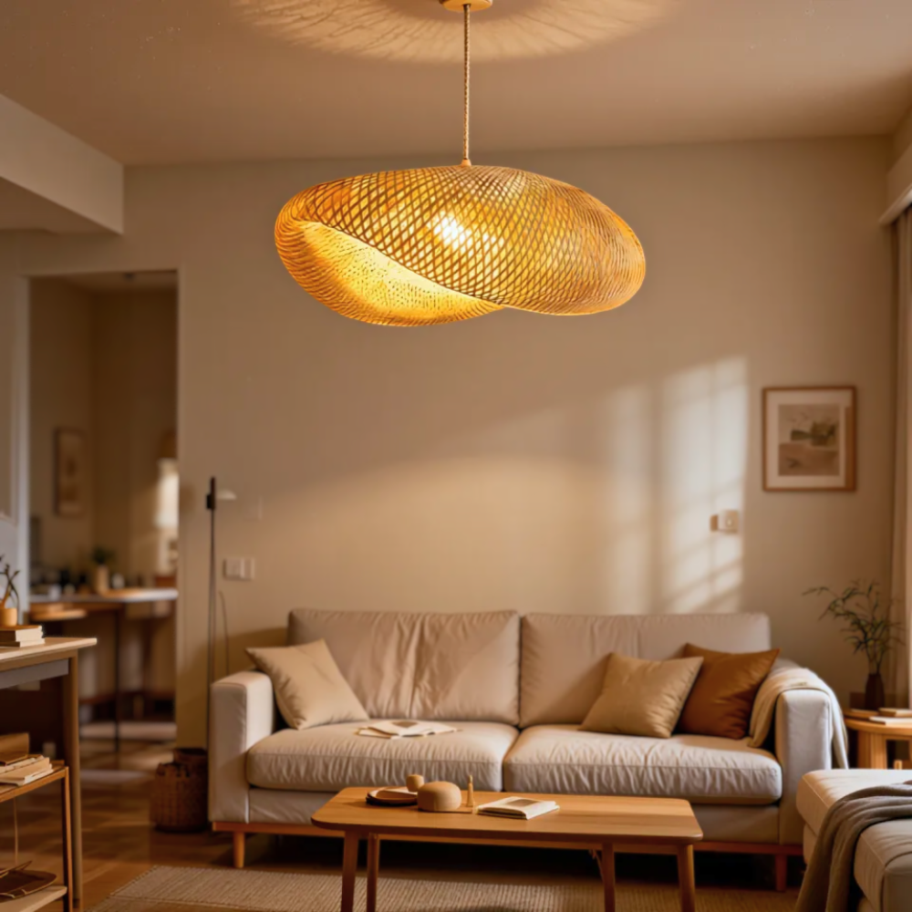 Luminaire suspension rotin