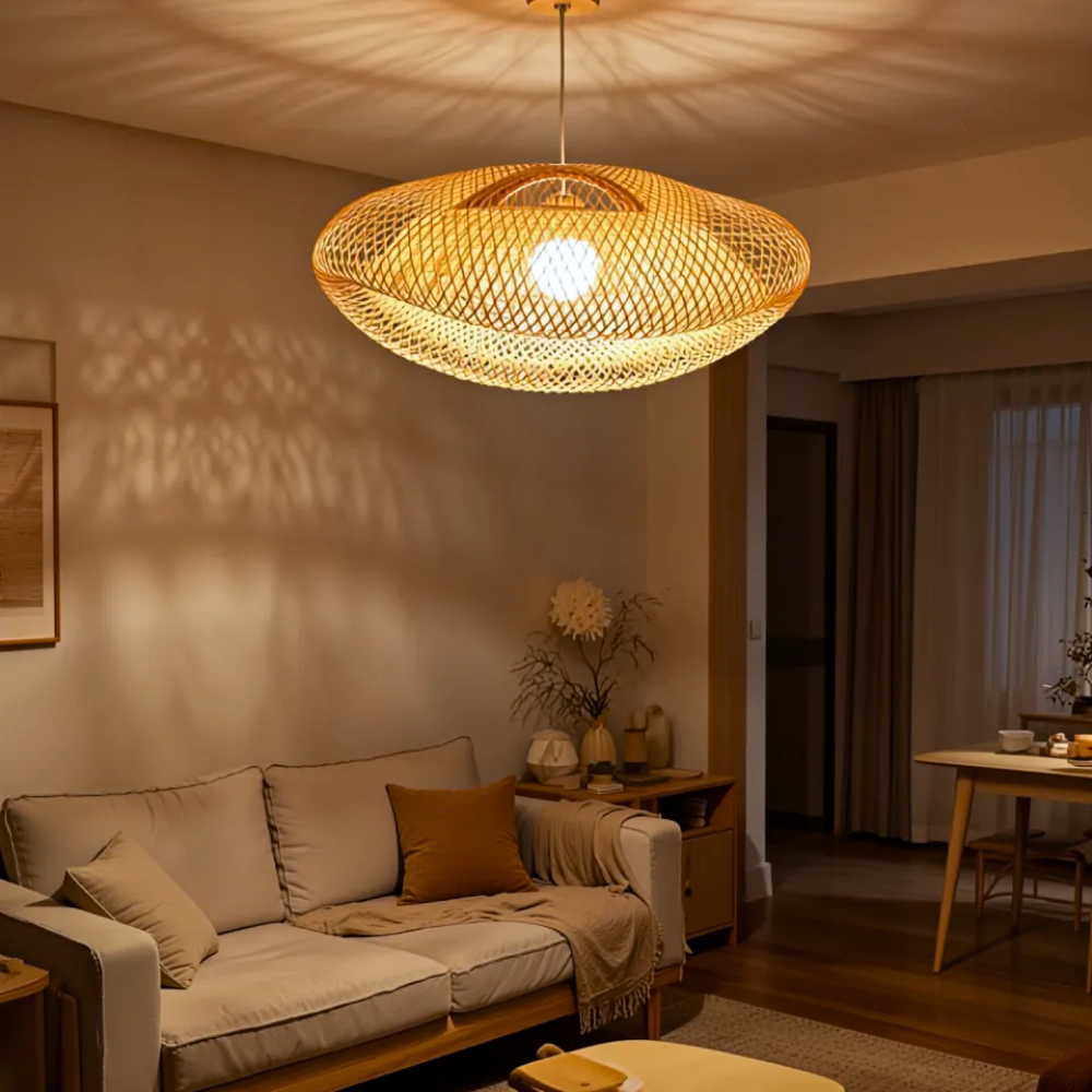 Luminaire suspension rotin